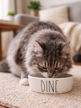 Rae Dunn cat bowl DINE Ceramic Dining Bowl NWT